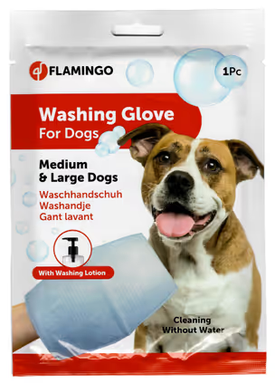 rękawica do mycia psa bez użycia wody